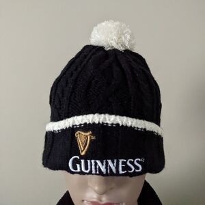 Guinness cable knit black beanie toque hat